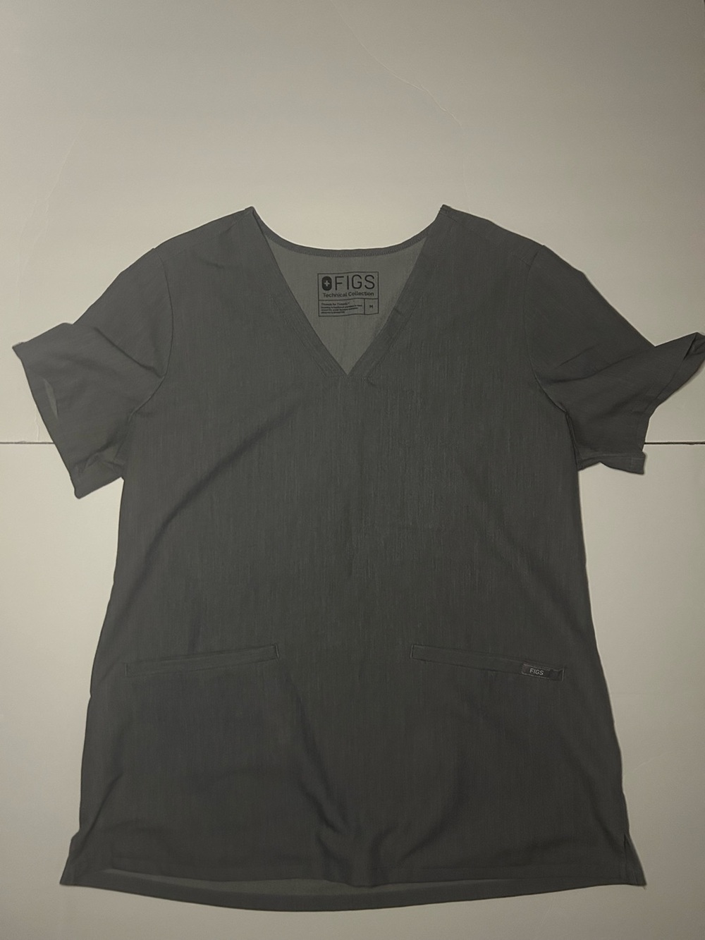 Figs Women's Charcoal Short Sleeve V-Neck Scrub Top